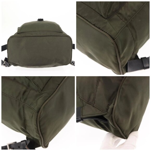 PRADA Backpack Nylon Khaki Silver - Picture 8 of 15